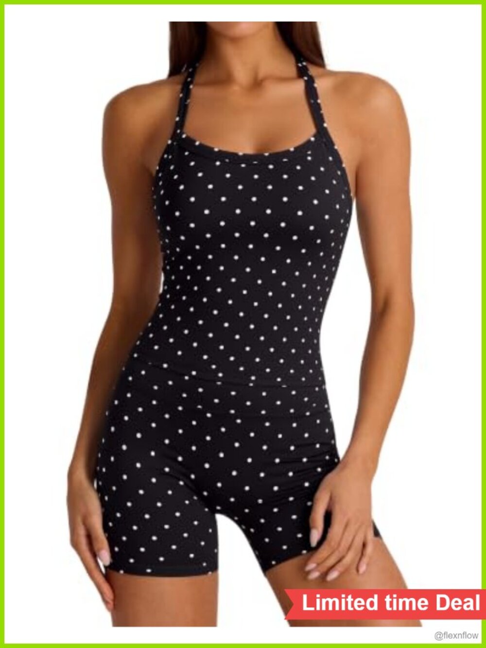 2 Piece Workout Set High Waisted Biker Shorts with Pockets - Racerback Tank Top